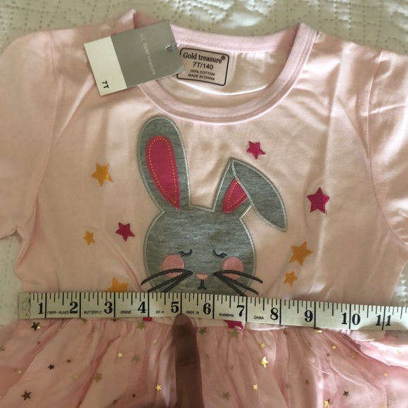 New with tags! Easter bunny, spring, pink sparkle girls dress 7T - Picture 5 of 5